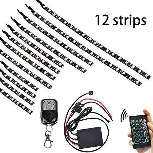 12PC Premier Motorcycle LED 18 Multicolor Changing Neon Underglow Lighting Kit with Music Controller 1