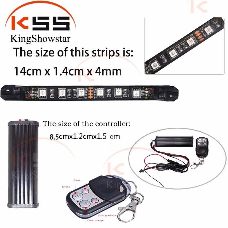 Kingshowstar - Wholesale 10PC single Color Custom LED Car Motorcycle Led Light Strip Kit with Remote Controller Ungrouped 11