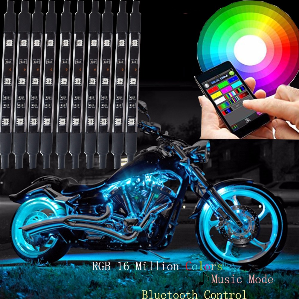 Kingshowstar - 12V 10PC Smart Blue-tooth Controller Motorcycle LED Lighting Flexible Bright Led Light Ungrouped 7