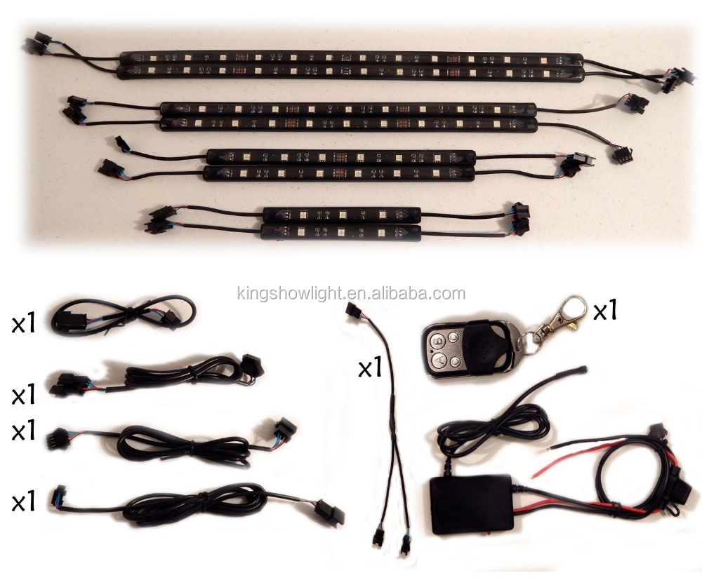 Kingshowstar - Hot sale 8pc Remote 18 Color LED Flexible Neon Strip Motorcycle Accent Light Kit Ungrouped 1