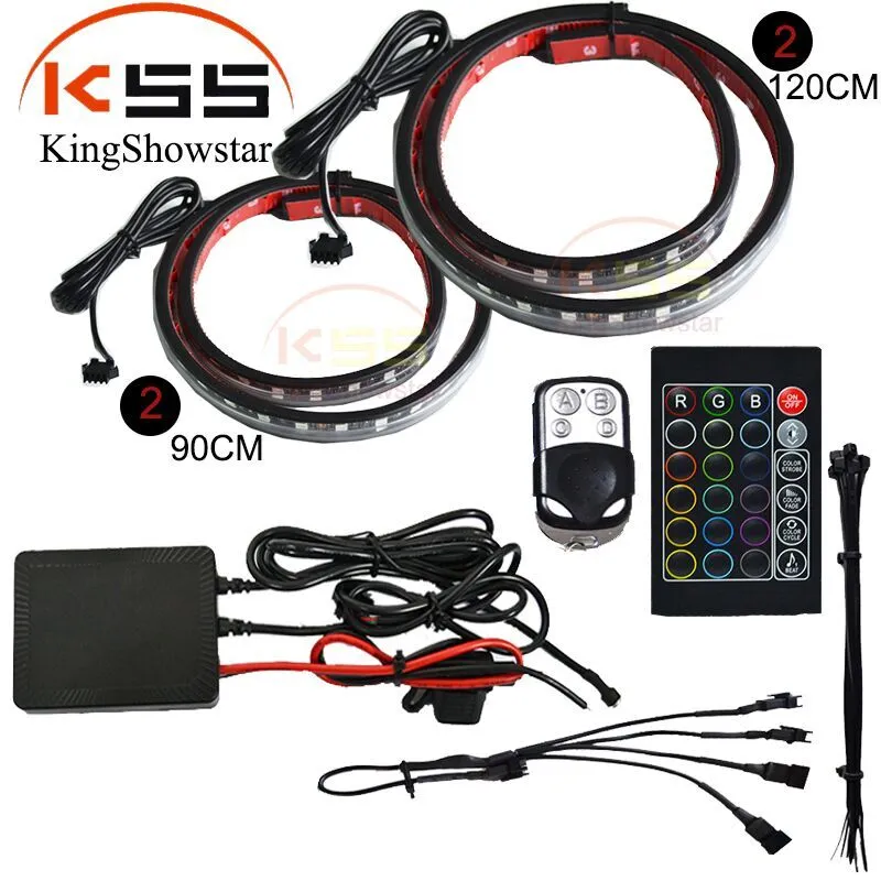 12v 4pcs Waterproof 18 Color RGB Car Flash Strobe Strip Light Kit 1