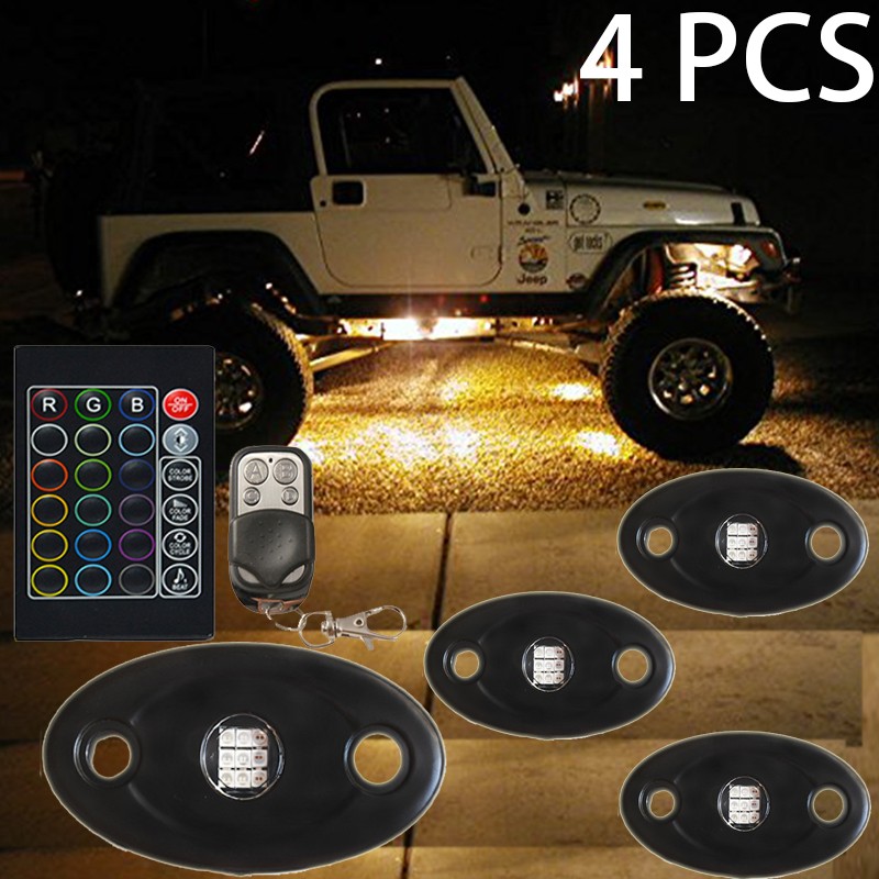 Kingshowstar - 8 PCS super bright IP68 Rgb Led Color Changing Rock Lights mini wireless APP remote control led car interior lights Ungrouped 28