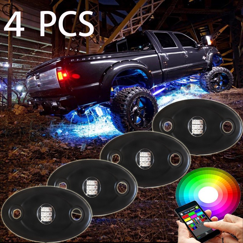 Kingshowstar - Wholesale 4/6/8/12xPods Mini app RGB Led Rock Lights Multicolor For Underbody ATV SUV 4x4 Offroad-DC12V IP68 Ungrouped 10