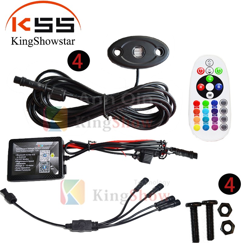 Kingshowstar - Wholesale 4/6/8/12xPods Mini app RGB Led Rock Lights Multicolor For Underbody ATV SUV 4x4 Offroad-DC12V IP68 Ungrouped 12