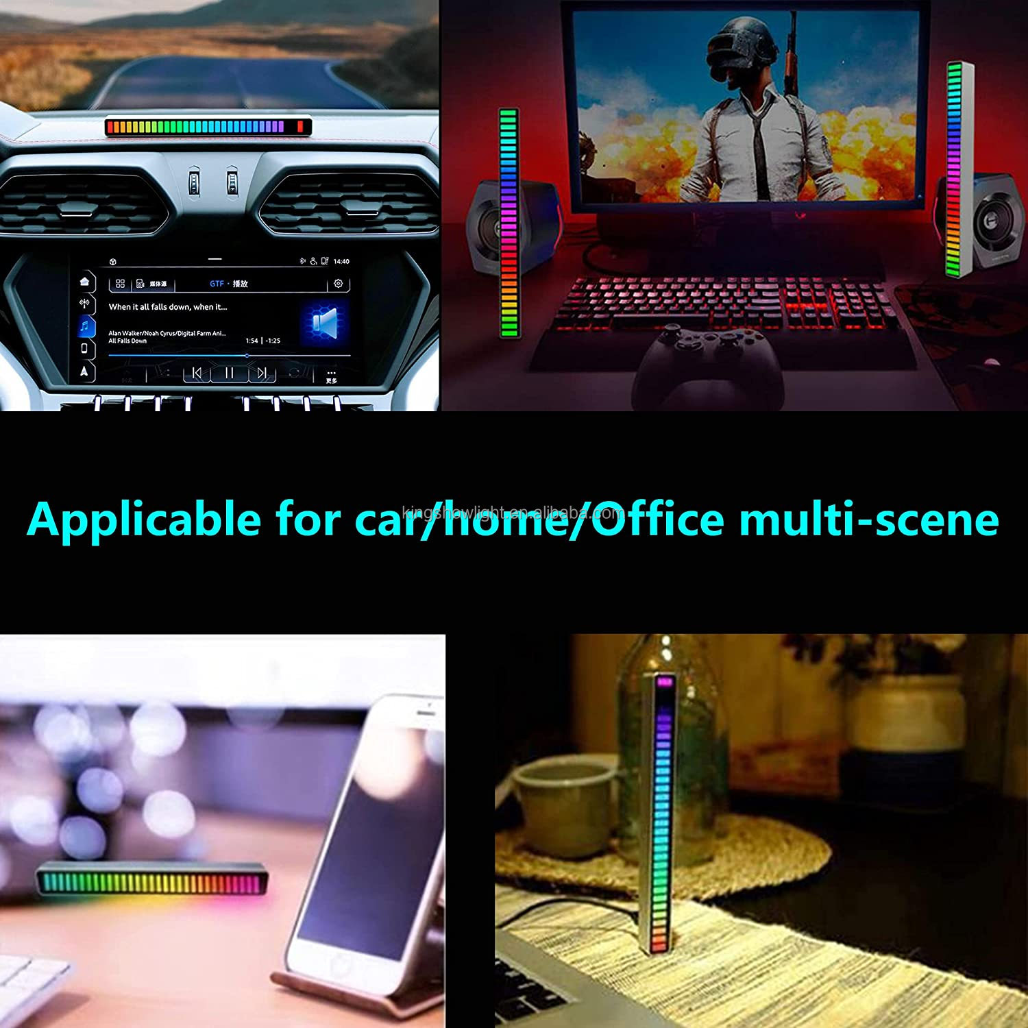 Kingshowstar - Music Creative LED Car Game Room Ambient Light Sound Activated Pickup Colorful RGB Sensor Rhythm Lamp For Music Levels Light led auto interior underbody light 20