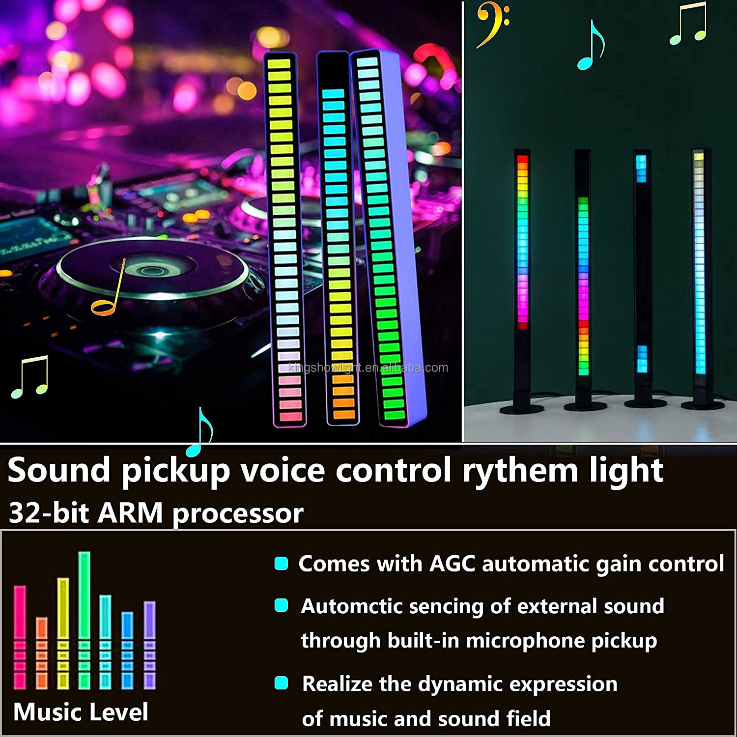 RGB Light Bar Music Level Lights APP Contorl Music level Sensor Rhythm Automotive Stage Dj Car Ambient Light 18