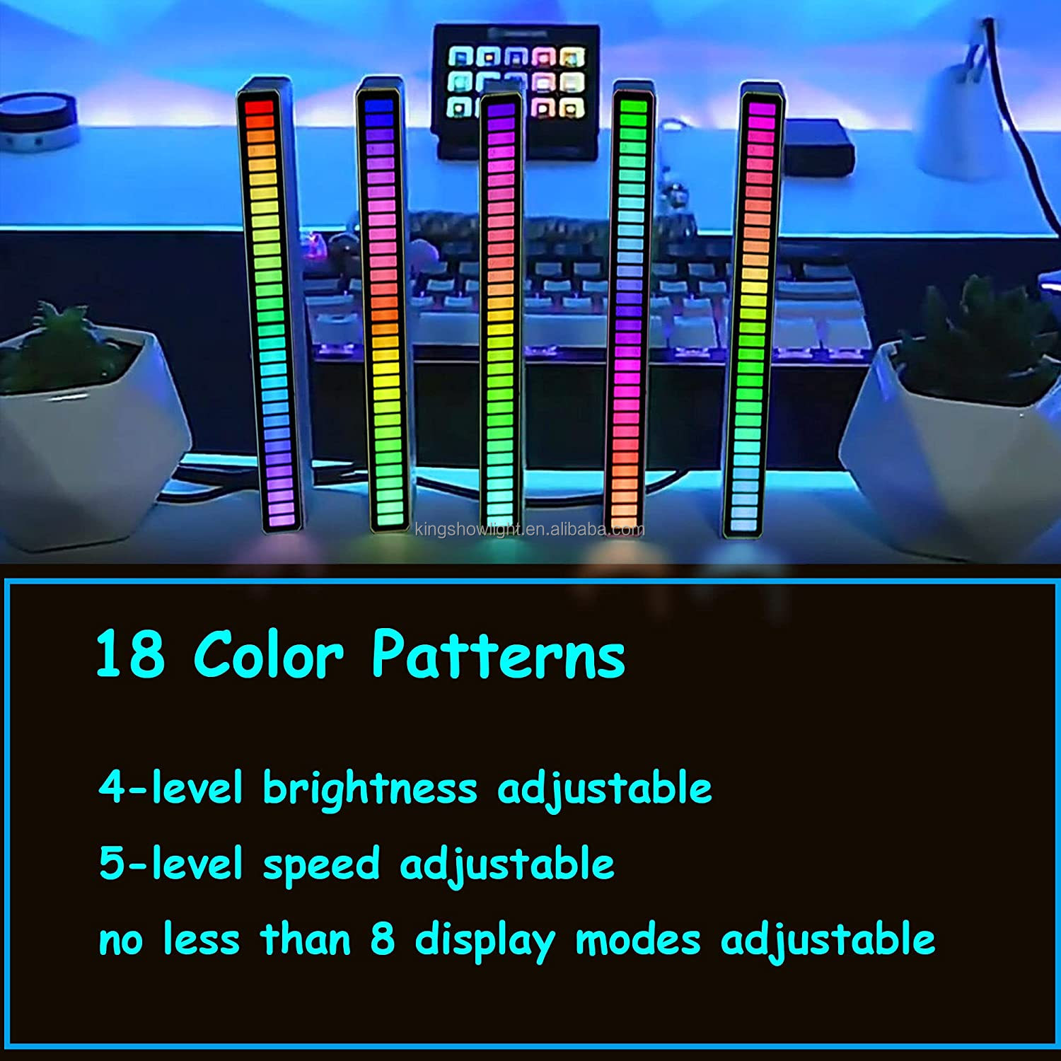 RGB Light Bar Music Level Lights APP Contorl Music level Sensor Rhythm Automotive Stage Dj Car Ambient Light 12