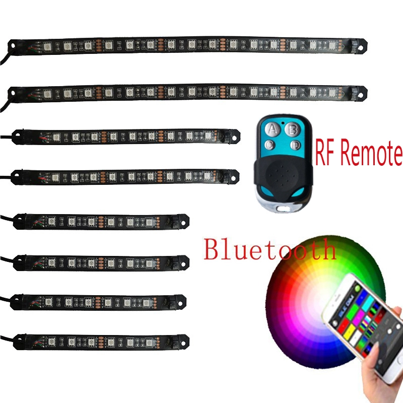 10pc 18 Color RGB Led Sound Street Glide Motorcycle Led Strip Light Kit with TWO Remote controller 1