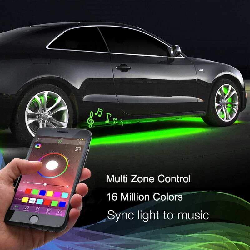 Kingshowstar - Car Underglow Neon Lights, 4PCS Multi-Color LED Underbody Strip Light Kit with APP & RF Control Waterproof for Exterior Cars Led automotive light 18