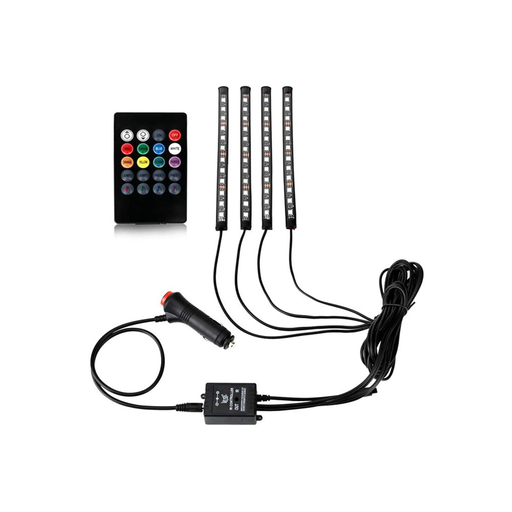 4pc Rgb Car Interior Mood Floor Ambient Decoration Neon Lights 2 In 1 Disco Accessories Led Lights For Car Interior 12