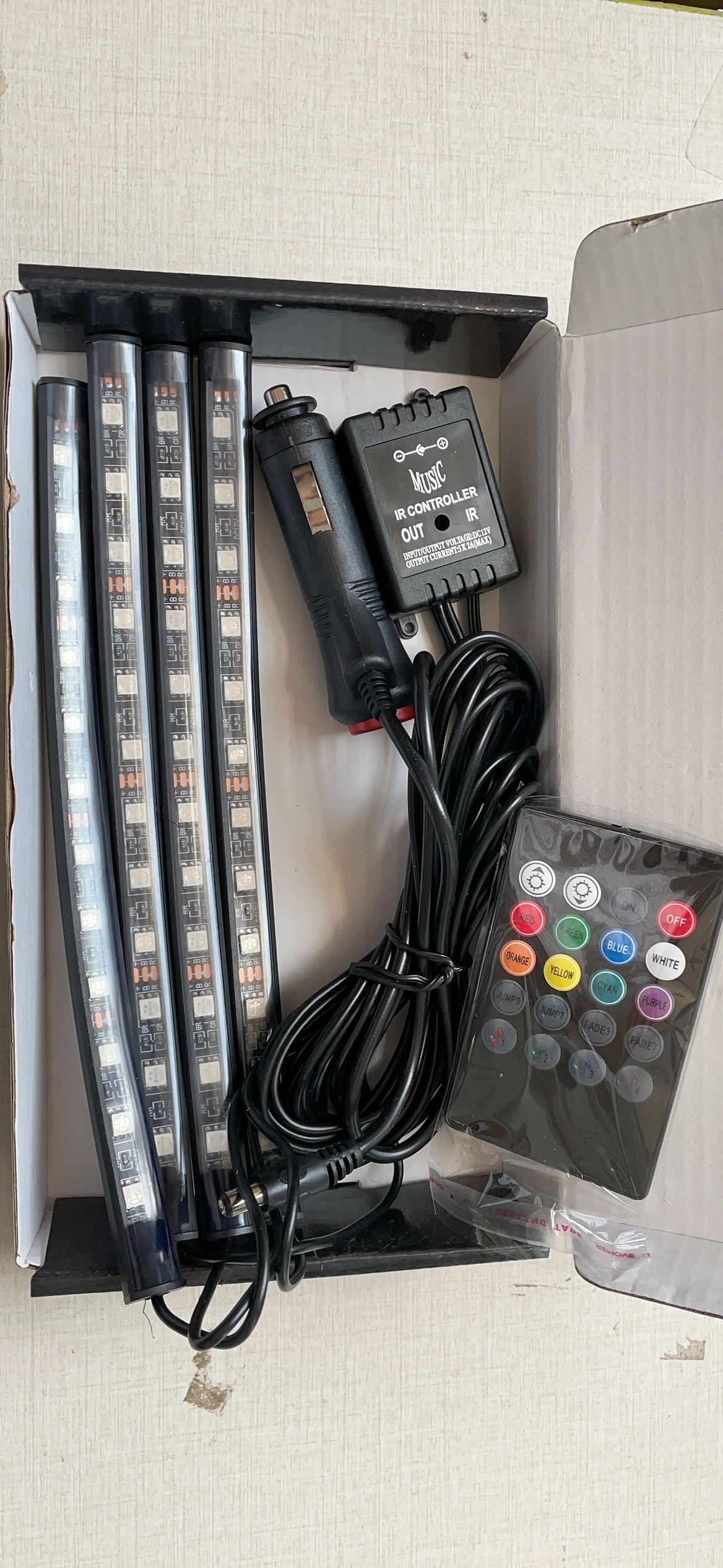 4pc Rgb Car Interior Mood Floor Ambient Decoration Neon Lights 2 In 1 Disco Accessories Led Lights For Car Interior 10