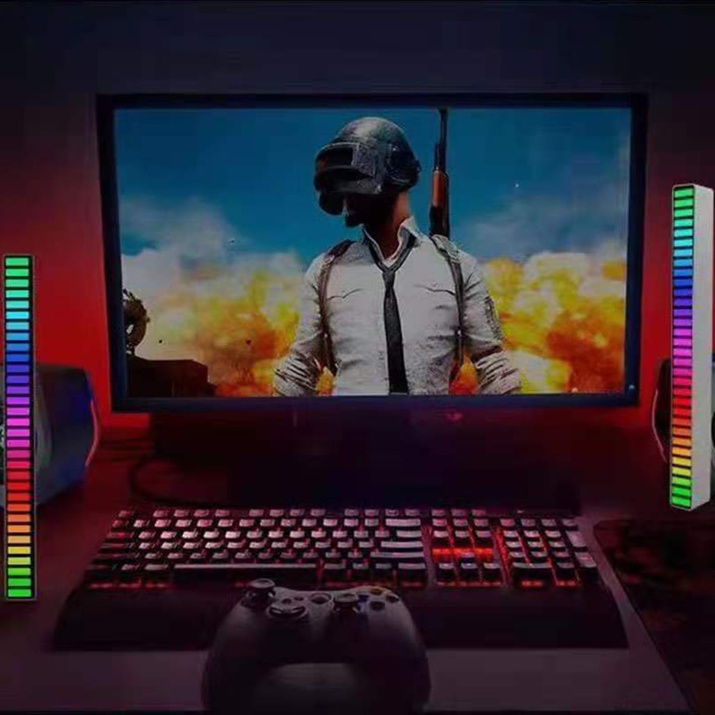 RGB 32 Bit Music Level Light Bar LED Sound Control Pickup Rhythm Lights Voice-Activated RGB Colorful USB LED Car Atmosphere Ligh 18