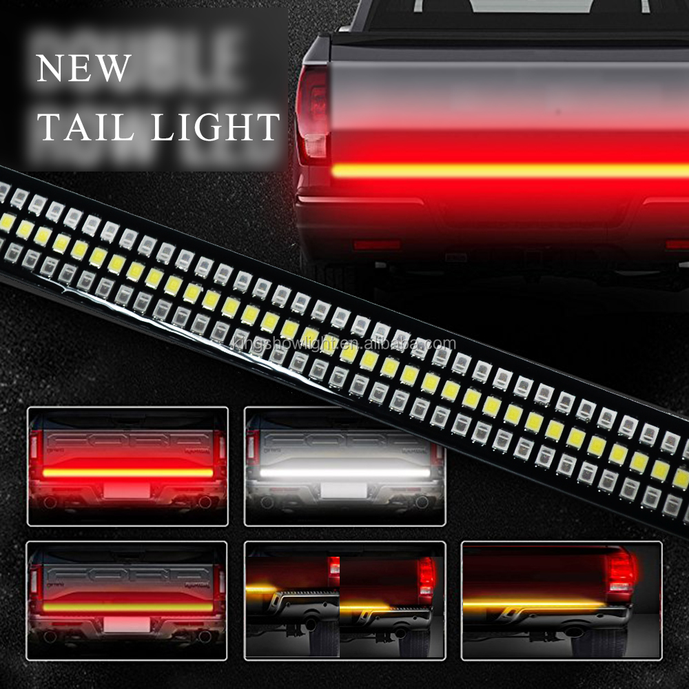 LED Tailgate Light Bar, 60 Triple Row Tailgate LED Light Strip Brake Sequential 14