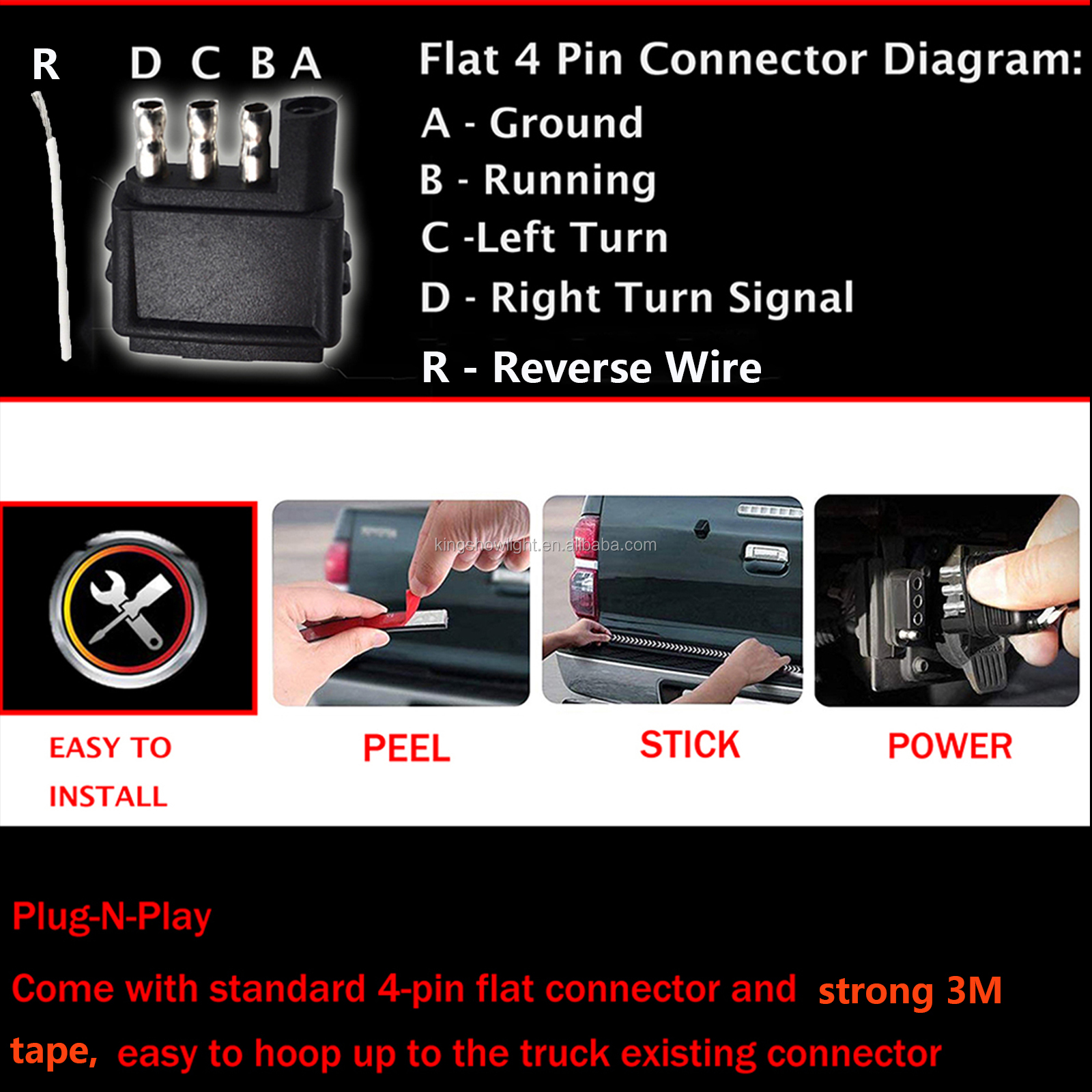 New Arrival 60 Scanning Brake Light LED Tailgate Bar With Reverse & Turn Signals 11