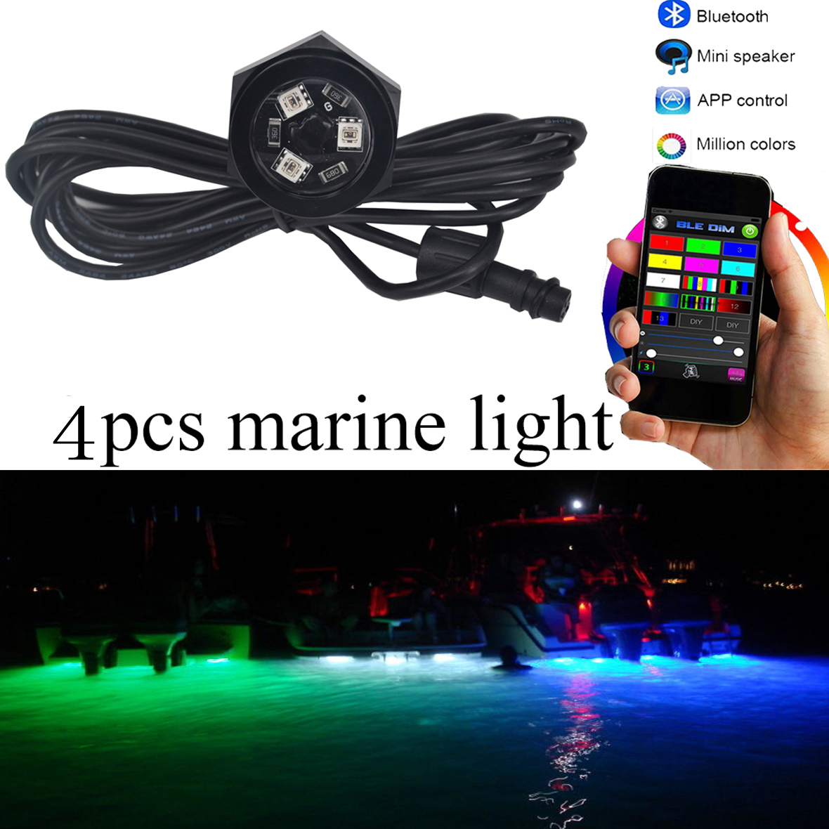 Kingshowstar - RGBW LED sziklavilágítás-készletek alkalmazásvezérlővel, időzítéssel, villogással, zenei móddal, alulról világító neon LED-es lámpákkal autó belső alvázvilágításához 30