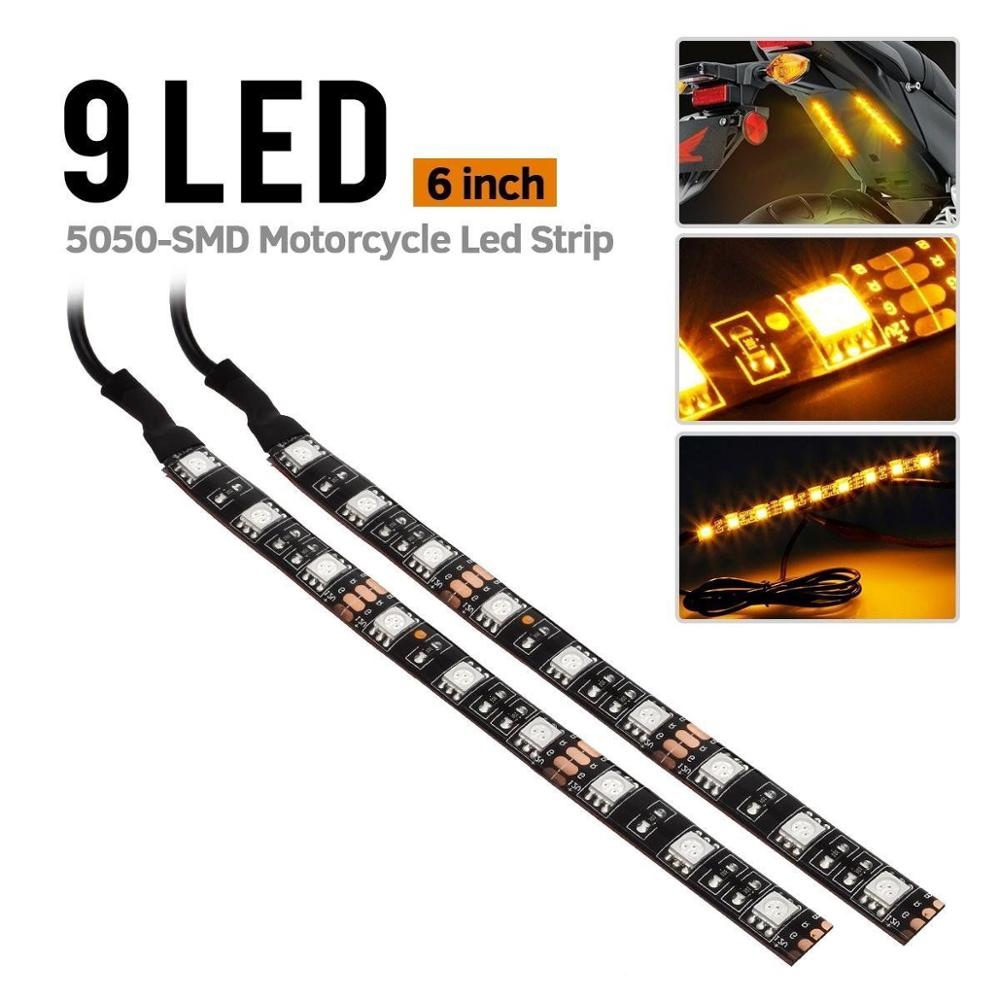 Kingshowstar - 2 x Universal Motorcycle Bike Amber 5050-SMD 9 LED Turn Signal Light Strip Lamp LED Motorcycle Bicycle Light 8