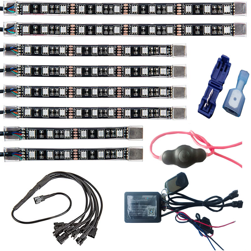 Super Bright 8pcs C LED DC12V Motorcycle Light Waterproof RGB Flexible LED Strips 14