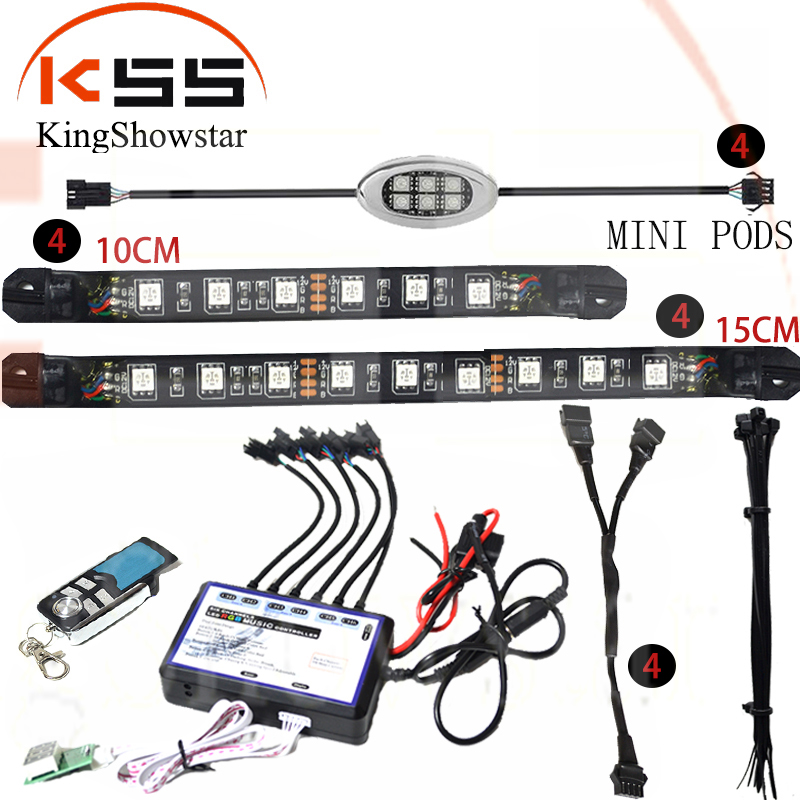 Super Bright 8pcs C LED DC12V Motorcycle Light Waterproof RGB Flexible LED Strips 20