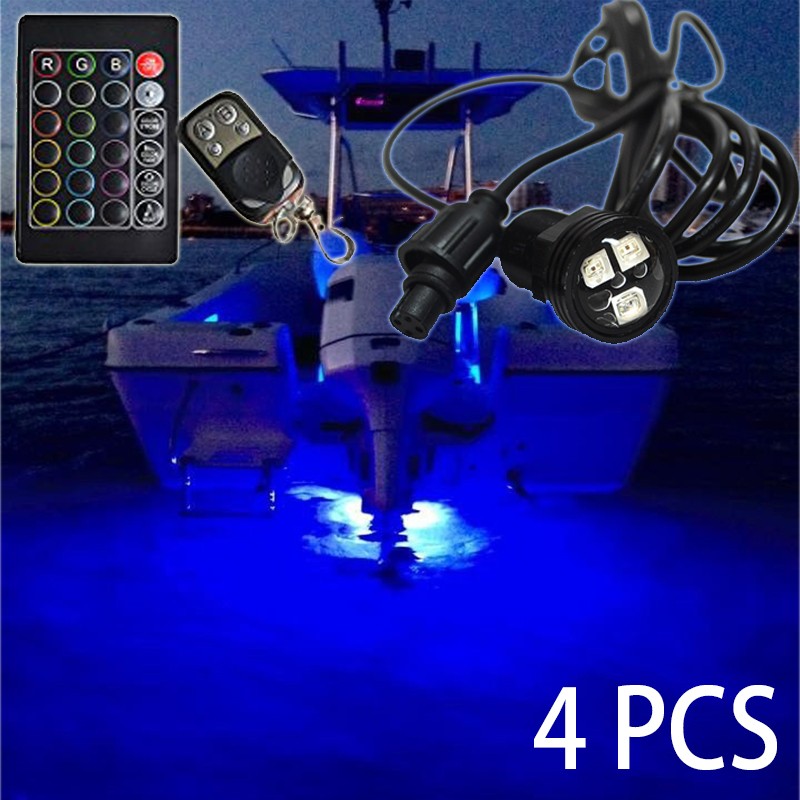 4 PCS led 27w boat light Multi color 12v seawater marine lights/waterproof ip68 led under seawater submarine flood yacht light 11