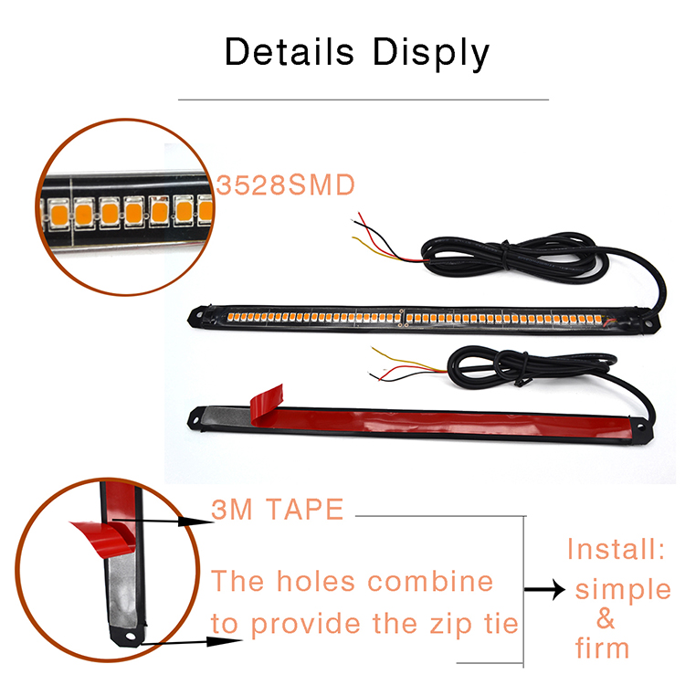 Kingshowstar - High quality top level led light bar 12v waterproof yellow led tail light LED Motorcycle Tail Light 12