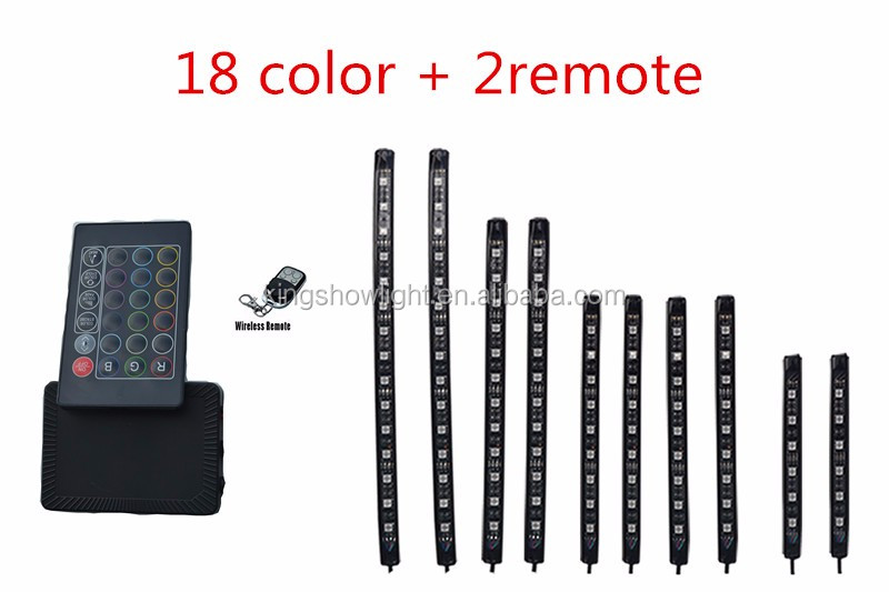 10pc 18 Color RGB Led Sound Street Glide Motorcycle Led Strip Light Kit with TWO Remote controller 6