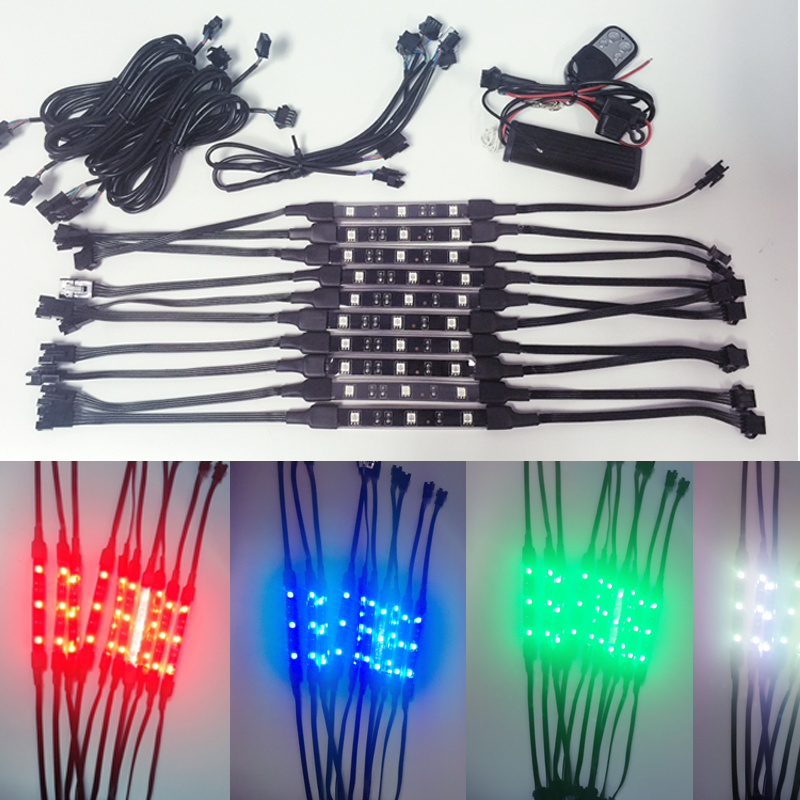 12pc PVC Flexible strip RGB LED Motorcycle Light kit with APP RGB Blue-tooth LED Music Controller 16