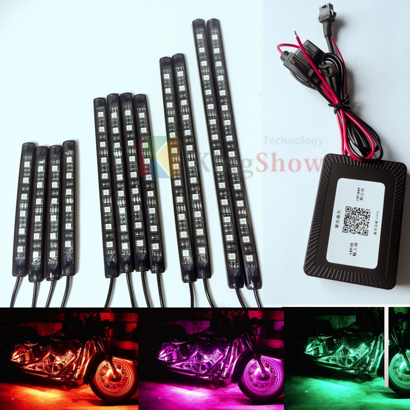 12pc PVC Flexible strip RGB LED Motorcycle Light kit with APP RGB Blue-tooth LED Music Controller 8