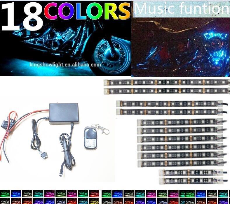 12pc PVC Flexible strip RGB LED Motorcycle Light kit with APP RGB Blue-tooth LED Music Controller 14