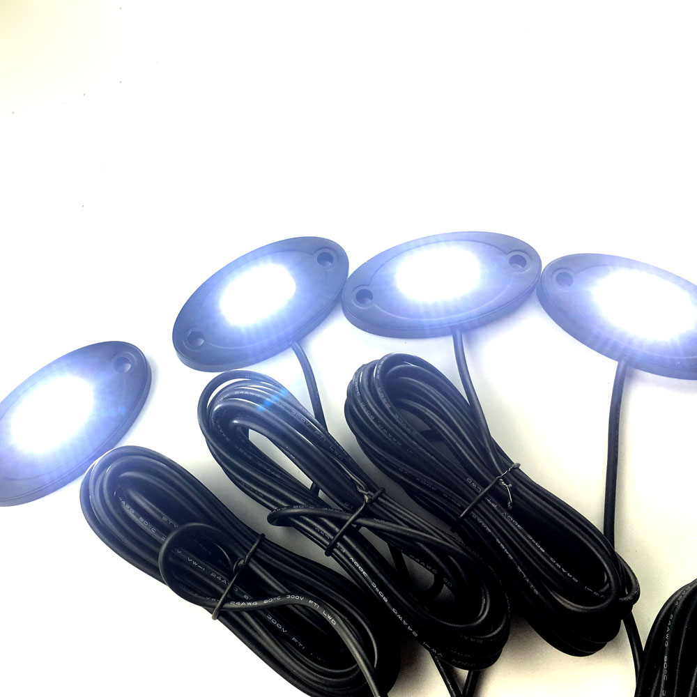 8Pcs White 18W LED Rock Lights Boat fits Truck Bed Under Body LED Lighting For JEEEP 14