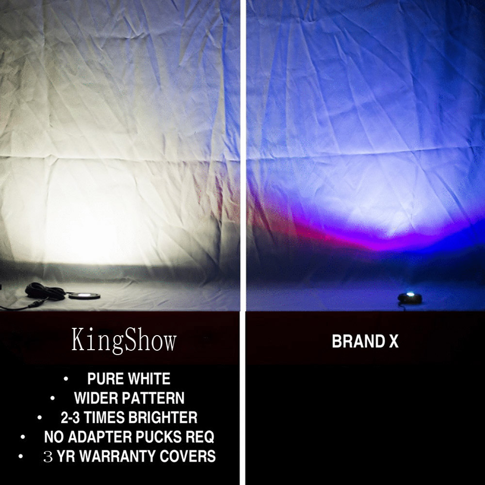 8Pcs White 18W LED Rock Lights Boat fits Truck Bed Under Body LED Lighting For JEEEP 16