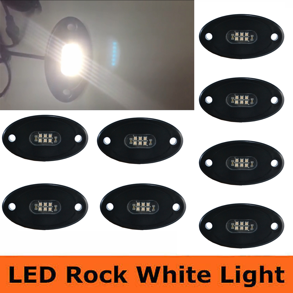 8Pcs White 18W LED Rock Lights Boat fits Truck Bed Under Body LED Lighting For JEEEP 10