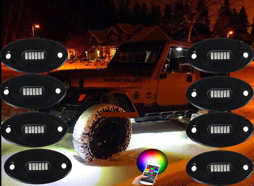 Kingshowstar - 8pcs COLOR MORPH LED ROCK LIGHT RGB LIGHT WITH BLUE-TOOTH MUSIC led top level 24W rock light 10