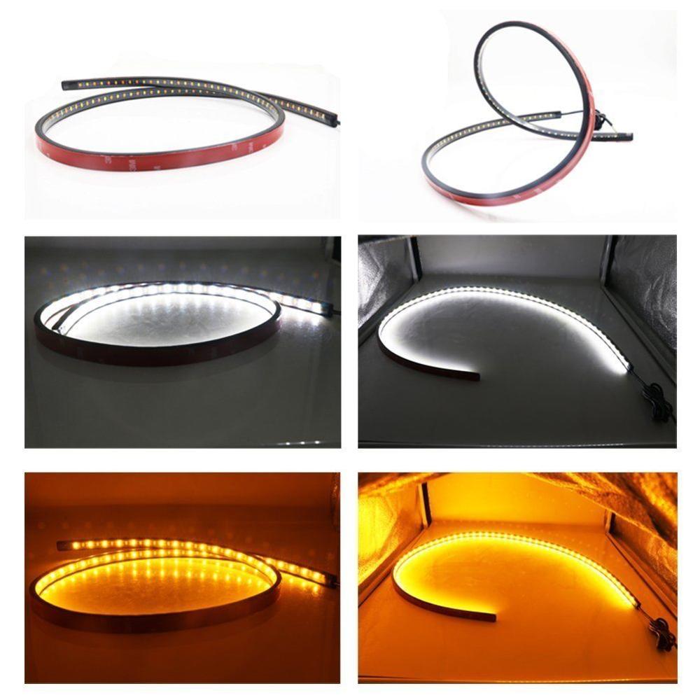 LEDGlow 2pc 122cm Amber white Side Marker & Courtesy LED Running Board Lighting Kit for Straight Cab Trucks 9