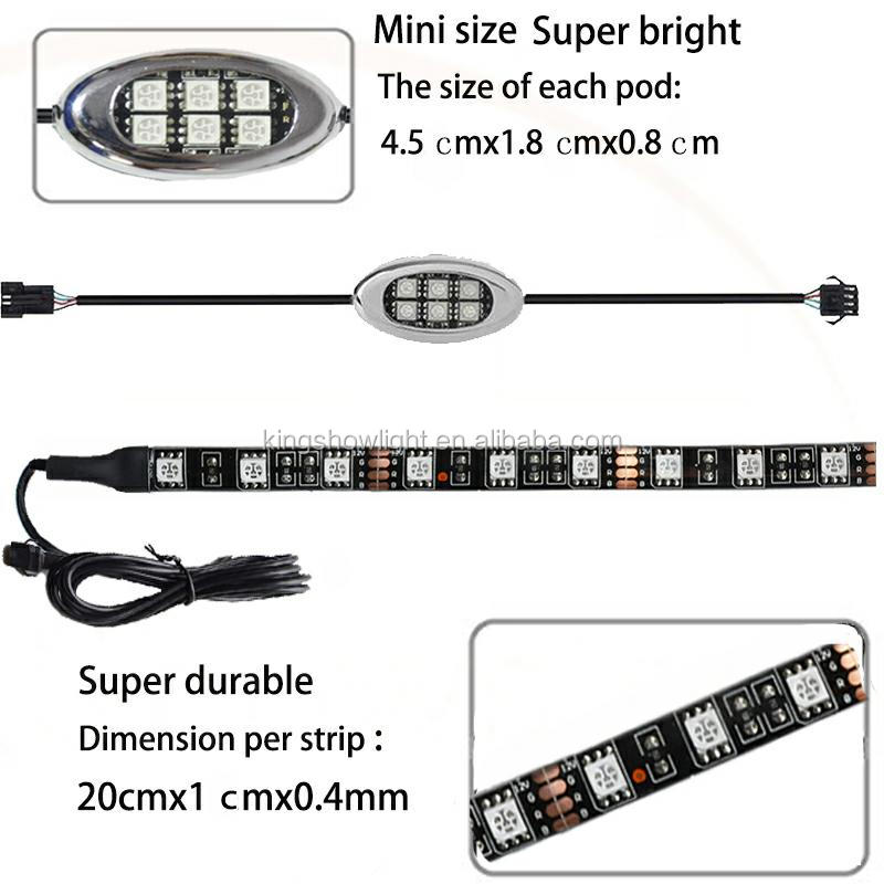 4 pod 16 strip Multi Colors Wireless Multi Zone Remote Controller Kit Motorcycle LED Lighting Kit 12V 11