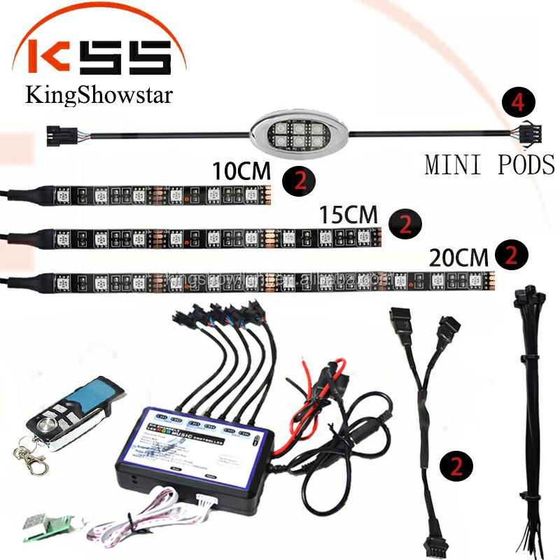 4 pod 16 strip Multi Colors Wireless Multi Zone Remote Controller Kit Motorcycle LED Lighting Kit 12V 9