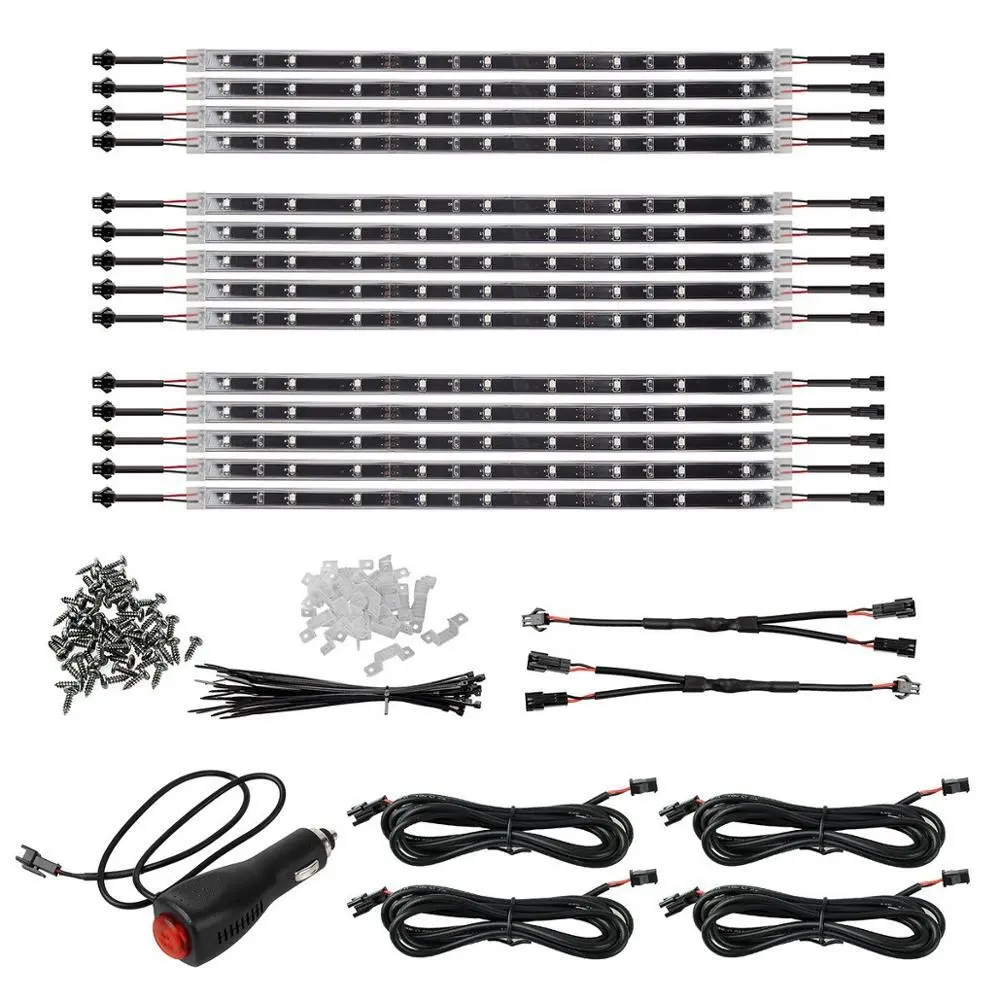 14pcs 126-3528 Universal Underglow Led Strips Shinning Blue Kit 12V Neon Accent 1