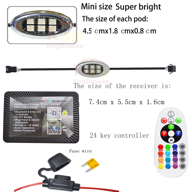 Kingshowstar - Wrapped RGB LED whip Light with RF Remote control for ATV Motor LED Marine Light 13