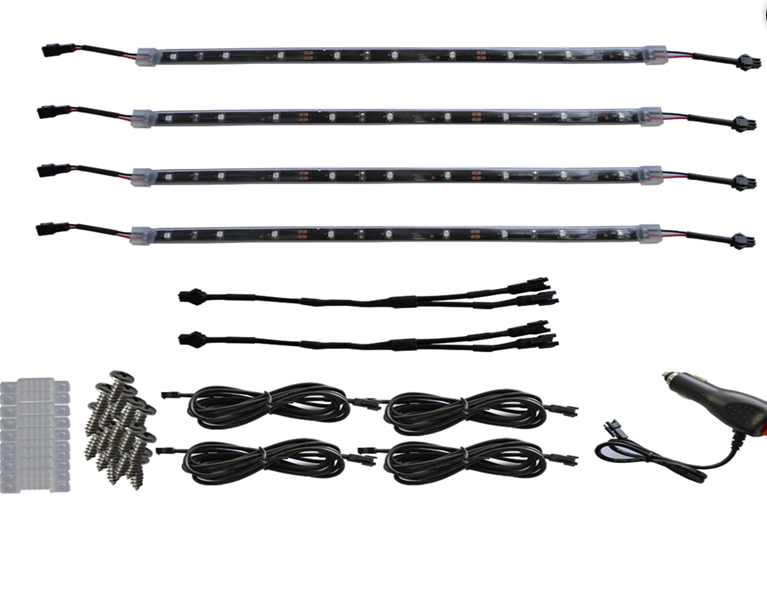 GREEN Undercar Underbody Glow 4 Piece Car LED interior Neon Light Kit 5