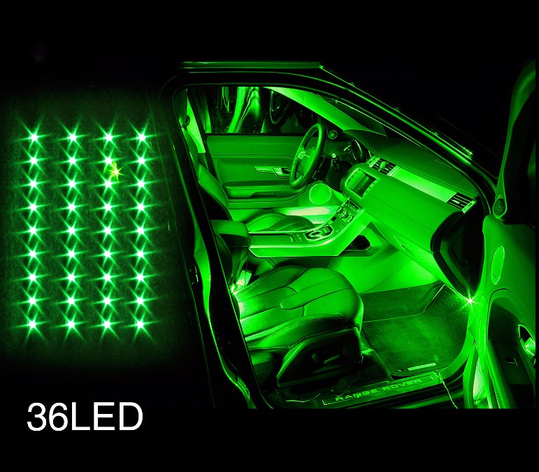 GREEN Undercar Underbody Glow 4 Piece Car LED interior Neon Light Kit 9