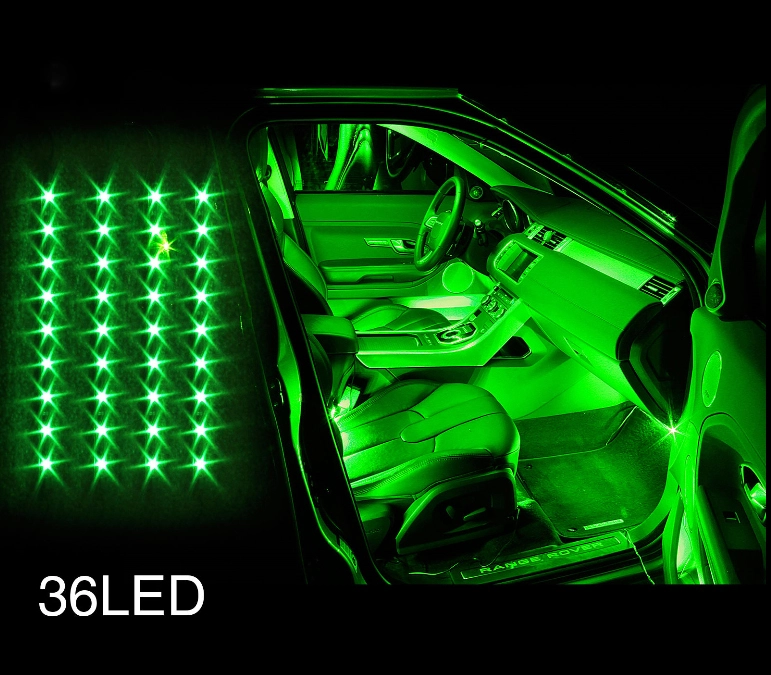 GREEN Undercar Underbody Glow 4 Piece Car LED interior Neon Light Kit 1