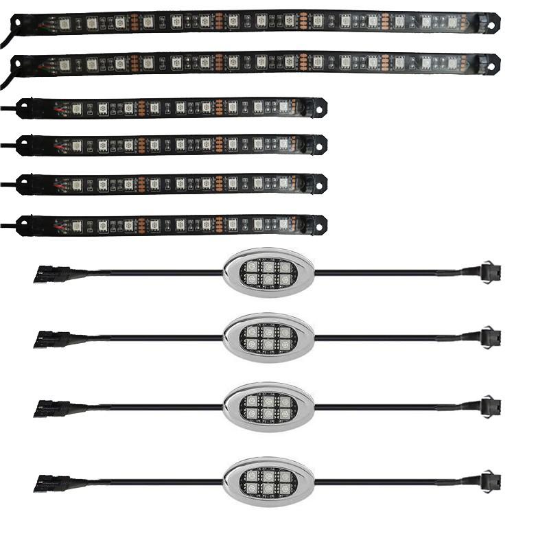 6 strip +6 pods super bright waterproof LED Universal Motorcycle Accent Neon Underglow Light Kit motorcycle led driving lights 7