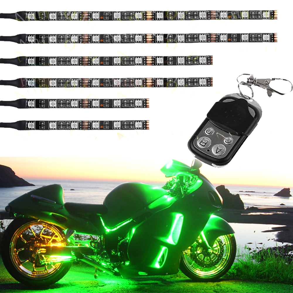 Kingshowstar - 6pc Aura Motorcycle LED Light Kit | Multi-Color Accent Glow Neon Strips w/Switch for Sport-Street LED Motorcycle Bicycle Light 1