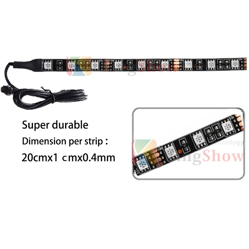 Kingshowstar - 6pc Aura Motorcycle LED Light Kit | Multi-Color Accent Glow Neon Strips w/Switch for Sport-Street LED Motorcycle Bicycle Light 15