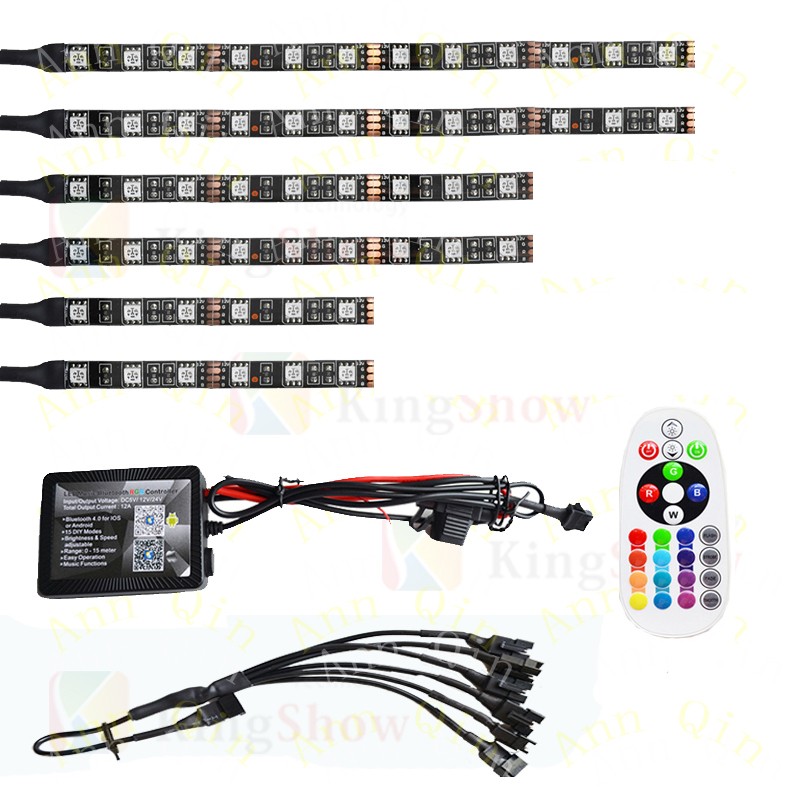 Kingshowstar - 6pc Aura Motorcycle LED Light Kit | Multi-Color Accent Glow Neon Strips w/Switch for Sport-Street LED Motorcycle Bicycle Light 13