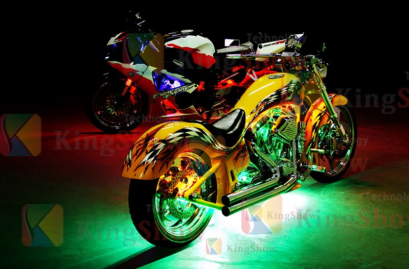 Kingshowstar - 6pc Aura Motorcycle LED Light Kit | Multi-Color Accent Glow Neon Strips w/Switch for Sport-Street LED Motorcycle Bicycle Light 21