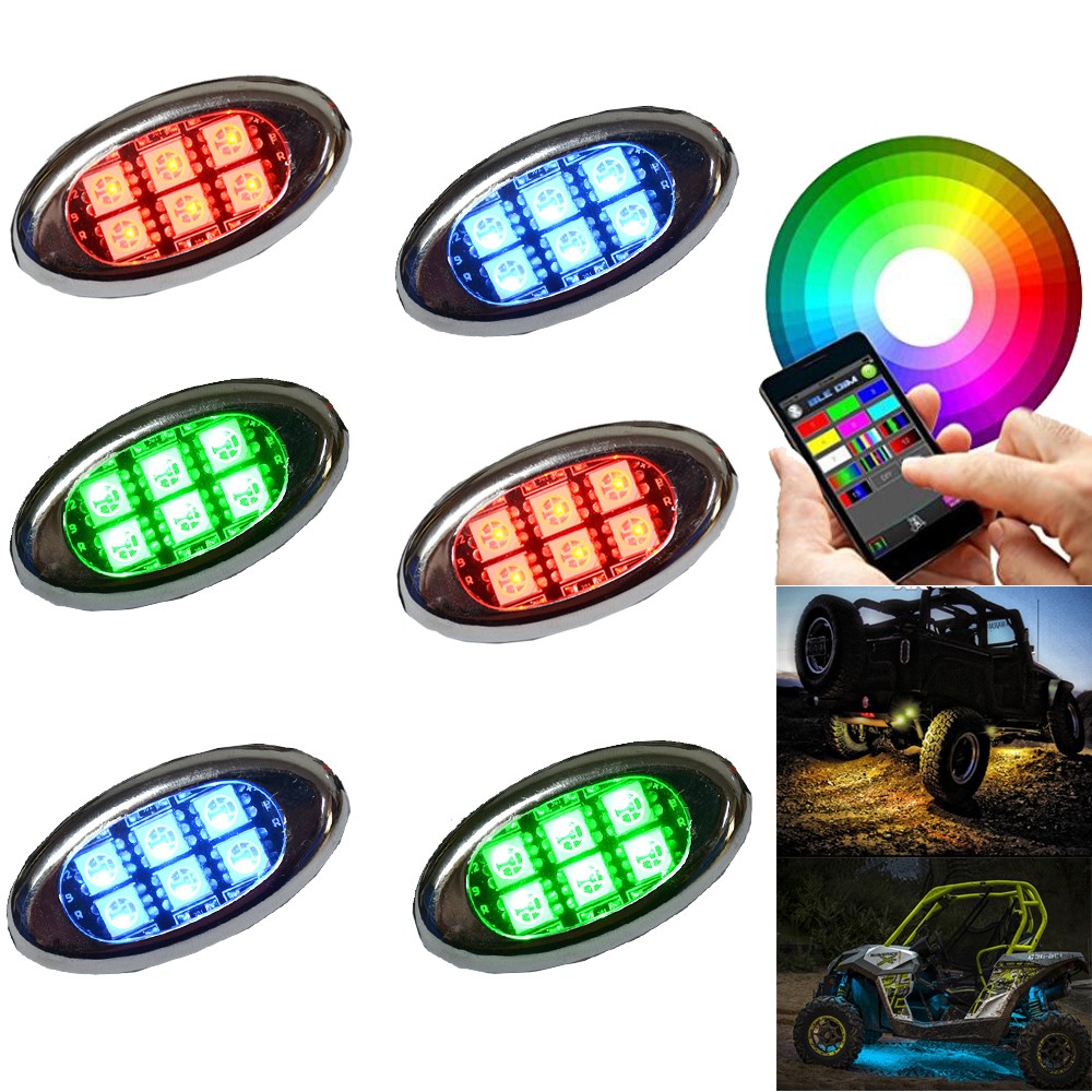 Kingshowstar - 6PC Waterproof Multicolor APP Controller 5050 RGB SMD 36 Led Pod Motorcycle Led Lighting Kit 10pc 5050 led motorcycle light kit 7