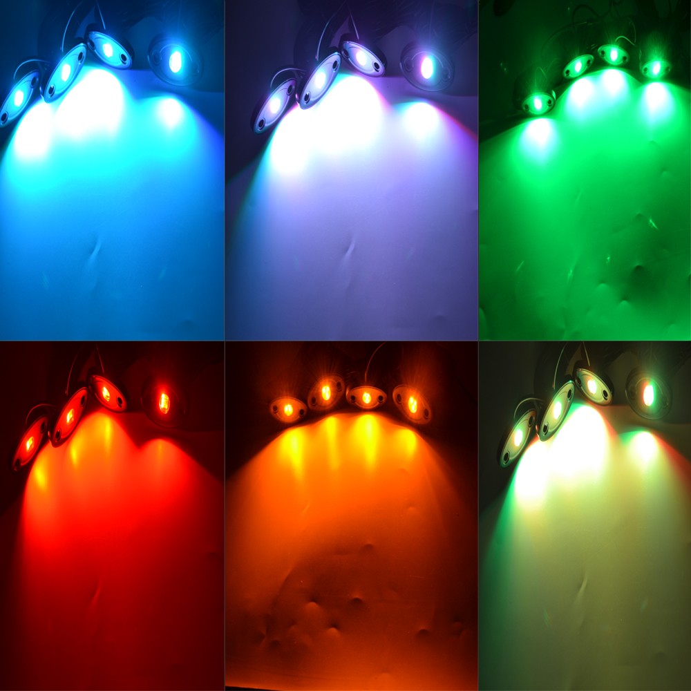 Kingshowstar - Cheap wholesale 4 pods 8 pods blue tooth control rgb multi color neon led rock lights led normal 9W/12W rock light 18
