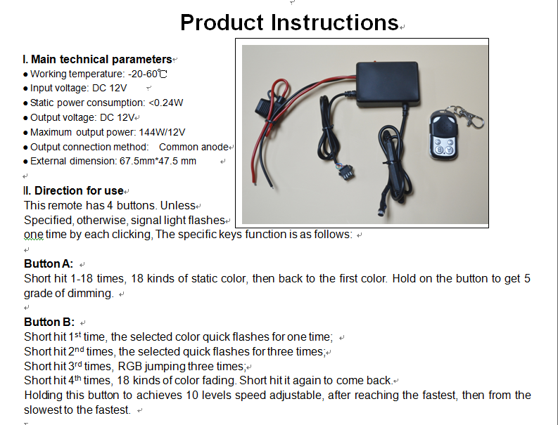 Kingshowstar - Top Selling Rgbw 5050 Waterproof Bt Remote Control Led Car Interior Light Strip LED Motorcycle Bicycle Light 14