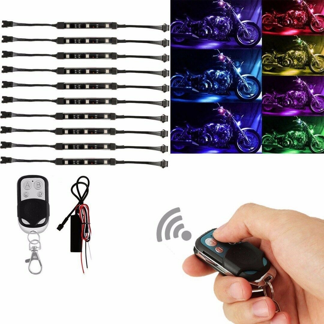 Kingshowstar - Motorcycle Atmosphere LED Light Strip Kit 10pc 5050 led motorcycle light kit 12