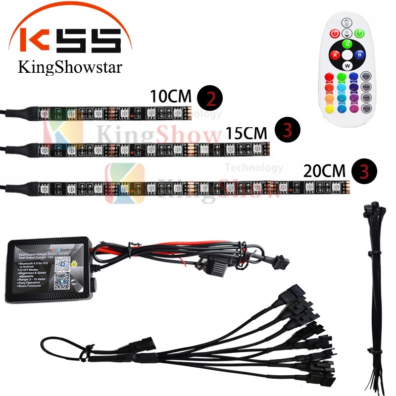 8Pcs led Motorcycle Light Kit Strips Multi-Color Accent Glow Neon Lights Lamp Flexible with Remote Controller 10